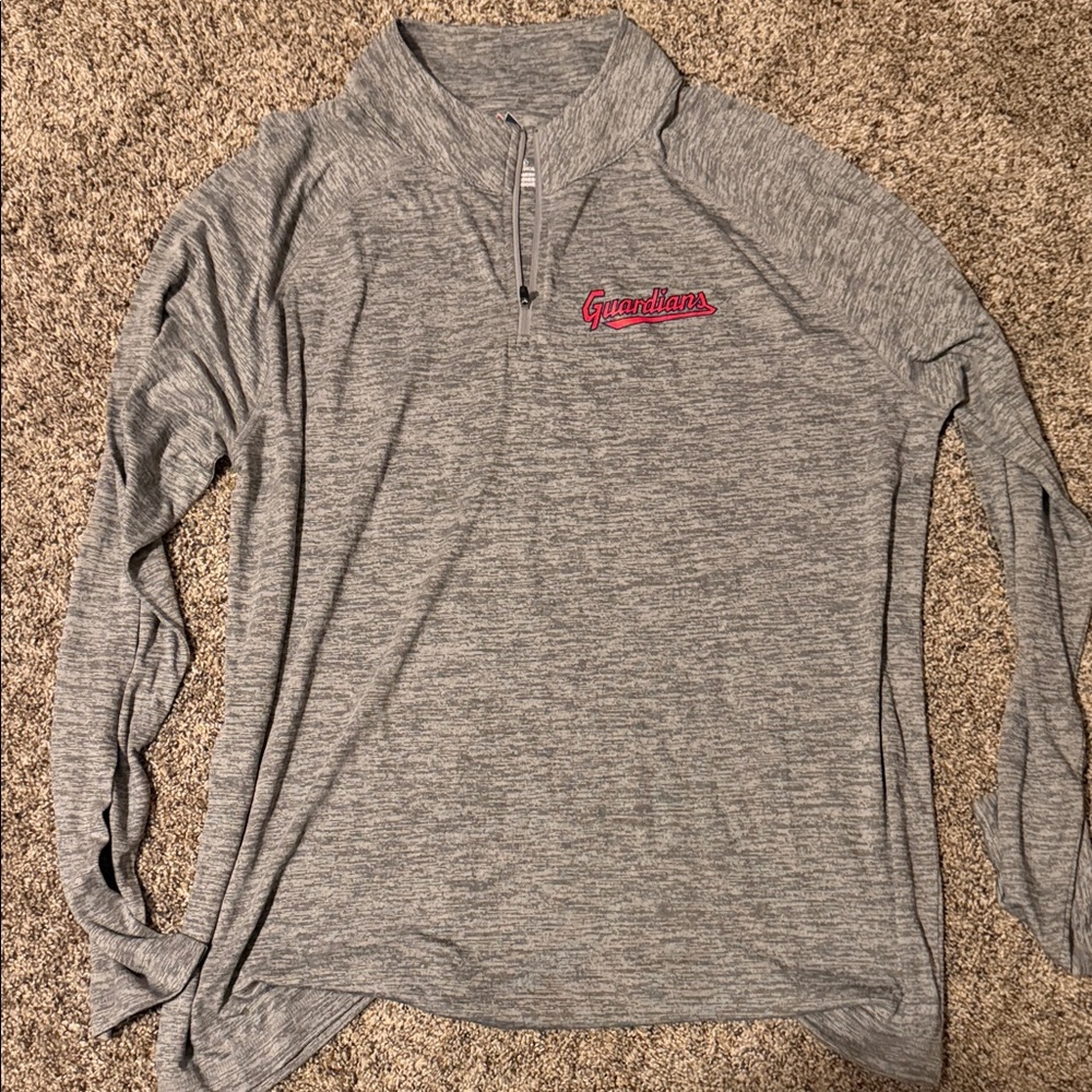 Majestic Gray Cleveland Guardians Athletic Pullover